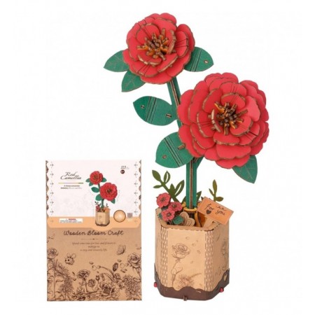 RED CARNATION WOOD FLOWER
