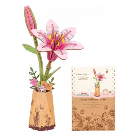 PINK LILY WOOD FLOWER