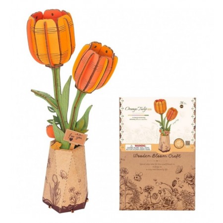 ORANGE TULIP WOOD FLOWER