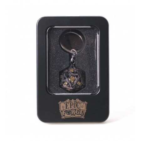 PORTE CLE D20 NOIR DORE