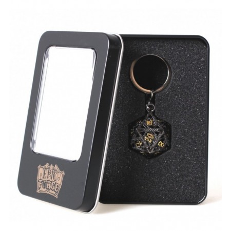 PORTE CLE D20 NOIR DORE